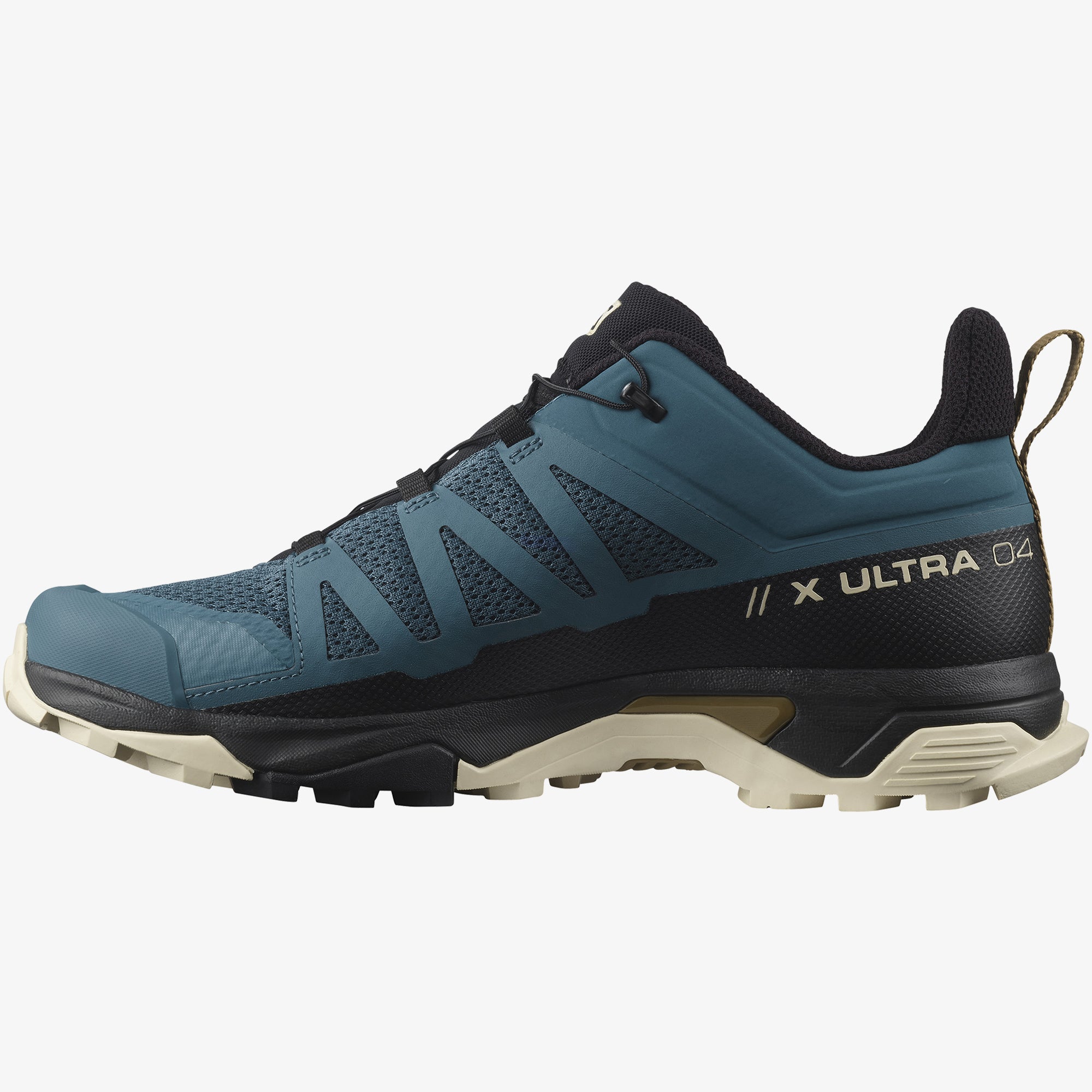 Salomon Sports X ULTRA 4 hiking footwear, gray and black trail shoes with rugged soles and supportive design.