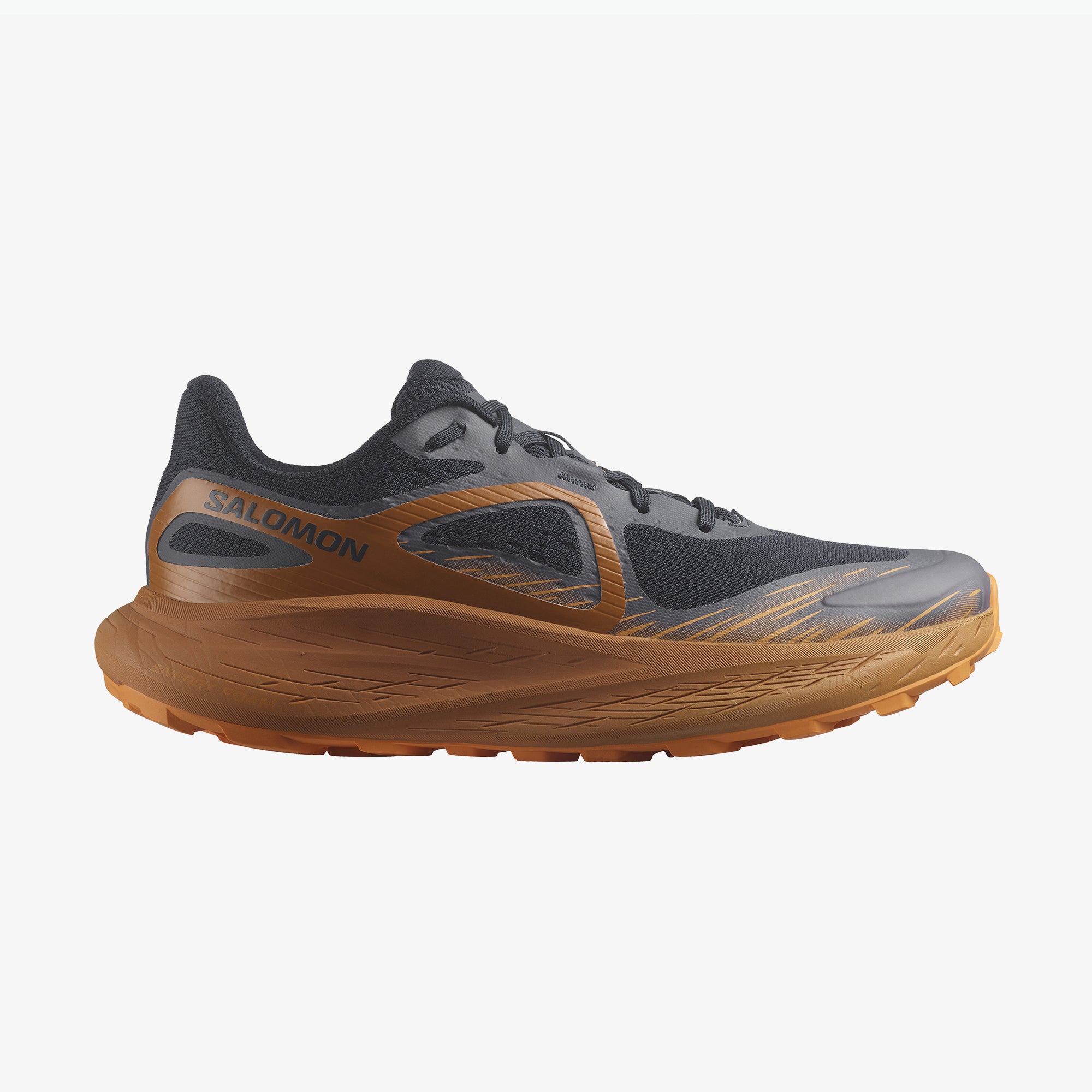 Salomon Sports GLIDE MAX TR footwear showing durable trail running shoes with breathable mesh and supportive design.