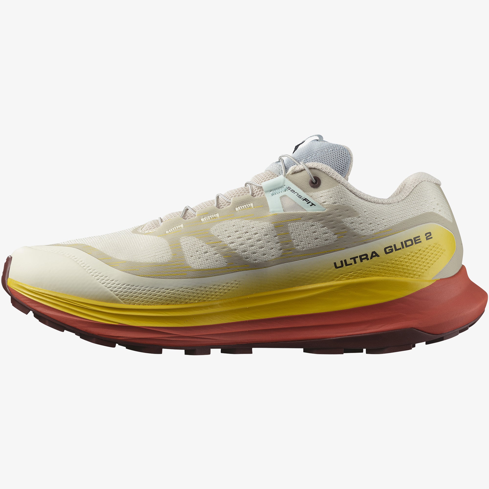 Salomon Sports Ultra Glide 2 footwear in black with white accents, featuring a sleek, sporty design and cushioned sole.
