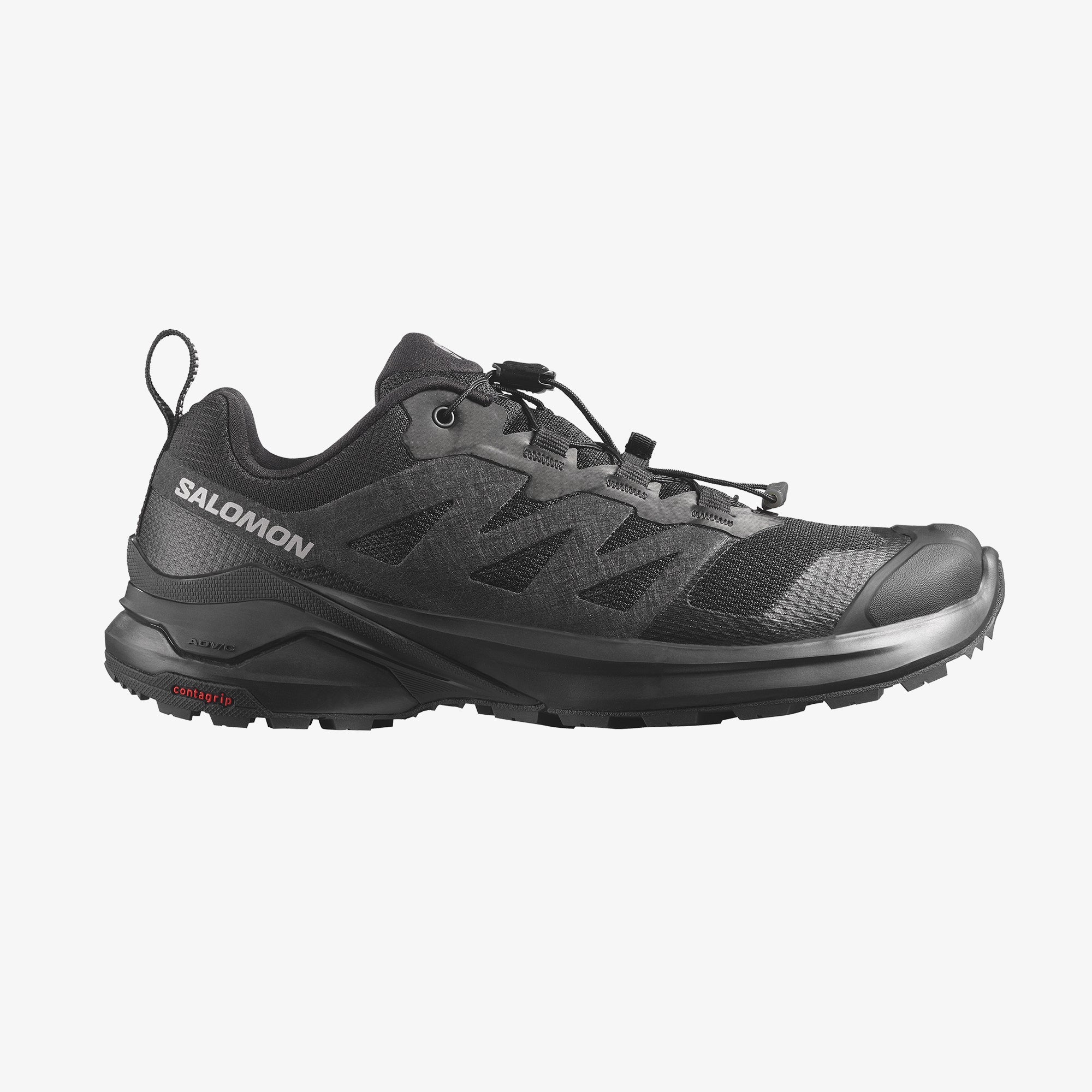 Salomon Sports X-ADVENTURE footwear showing durable hiking shoes with rugged soles and breathable upper material.