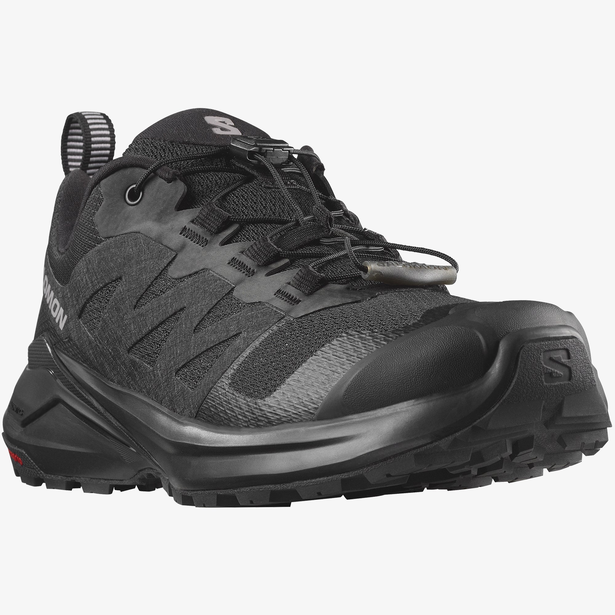 Salomon Sports X-Adventure footwear showing rugged outdoor shoes with durable soles and supportive design for hiking or trail running.