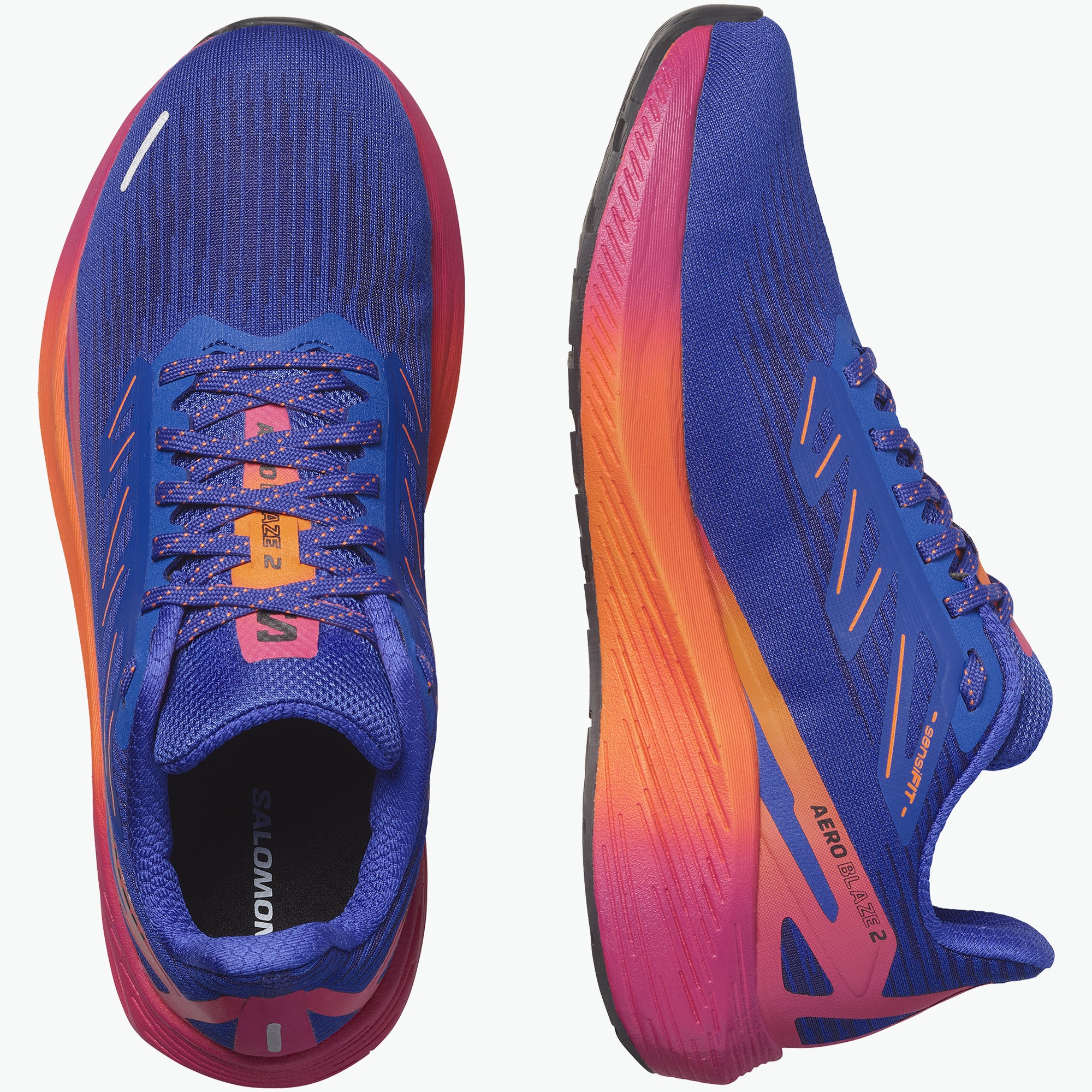 Salomon Sports Aero Blaze 2 footwear showing lightweight athletic shoes with breathable mesh and supportive soles.