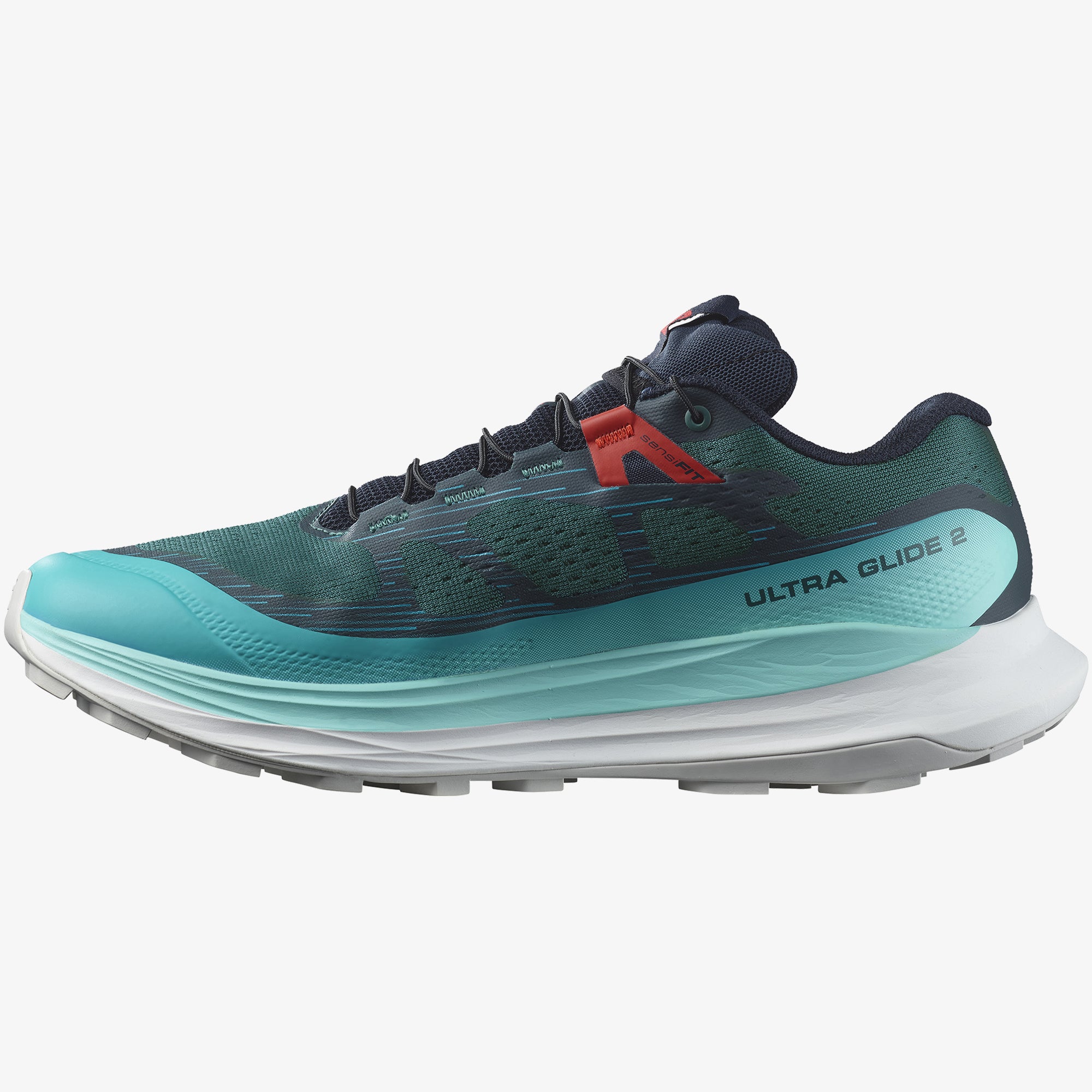 Salomon Sports Ultra Glide 2 footwear showing sleek design, breathable upper material, and sporty sole for outdoor activities.
