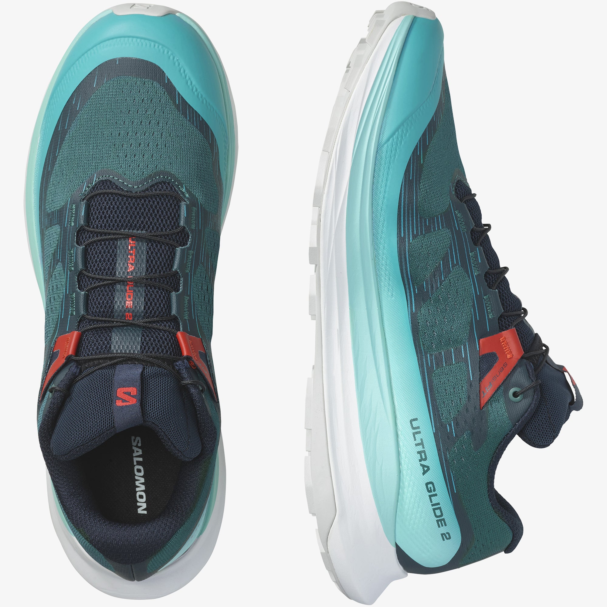 Salomon Sports Ultra Glide 2 footwear showing sleek design and durable outsole, ideal for outdoor activities and comfort.