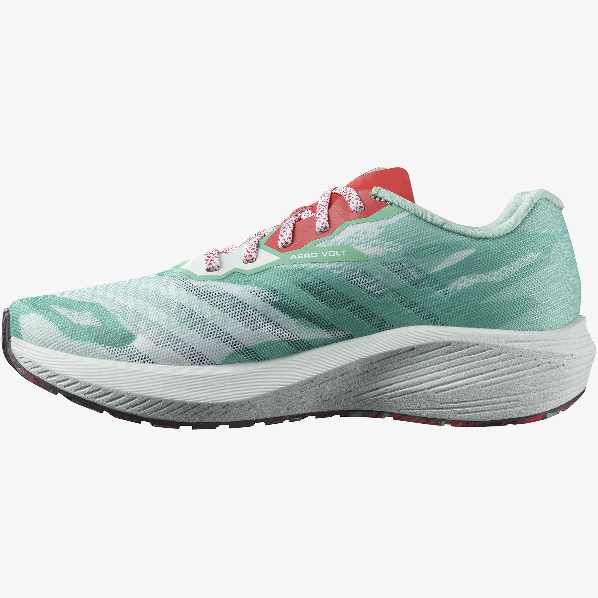 Salomon Sports Aero Volt athletic footwear showing sleek design and durable sole, ideal for running and sports activities.