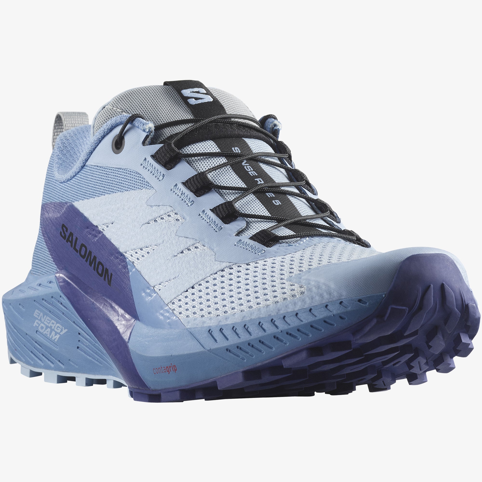 Salomon Sports Sense Ride 5 trail running footwear with breathable mesh upper and rugged outsole for outdoor running.