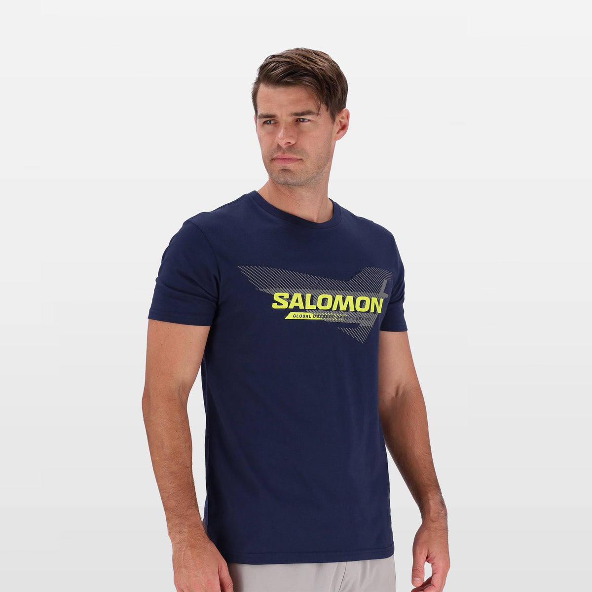 Salomon Sports ENDURO apparel in navy blazer color, showcasing a close-up of the stylish, lightweight outdoor clothing.