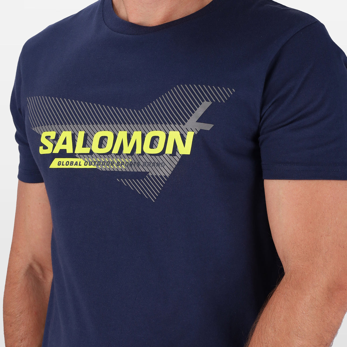 Salomon Sports ENDURO apparel in navy blue with orange accents, featuring a sporty design suitable for active outdoor wear.
